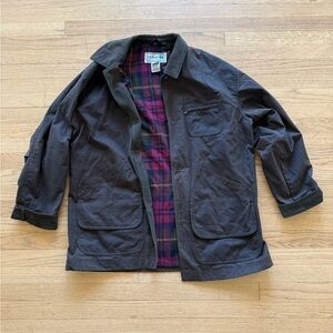 LLBean vintage chore jacket with plaid inside.